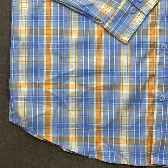 Columbia Mens XL Blue Orange Plaid Long Sleeve Button-Up Shirt Vented Fishing - Picture 8 of 15